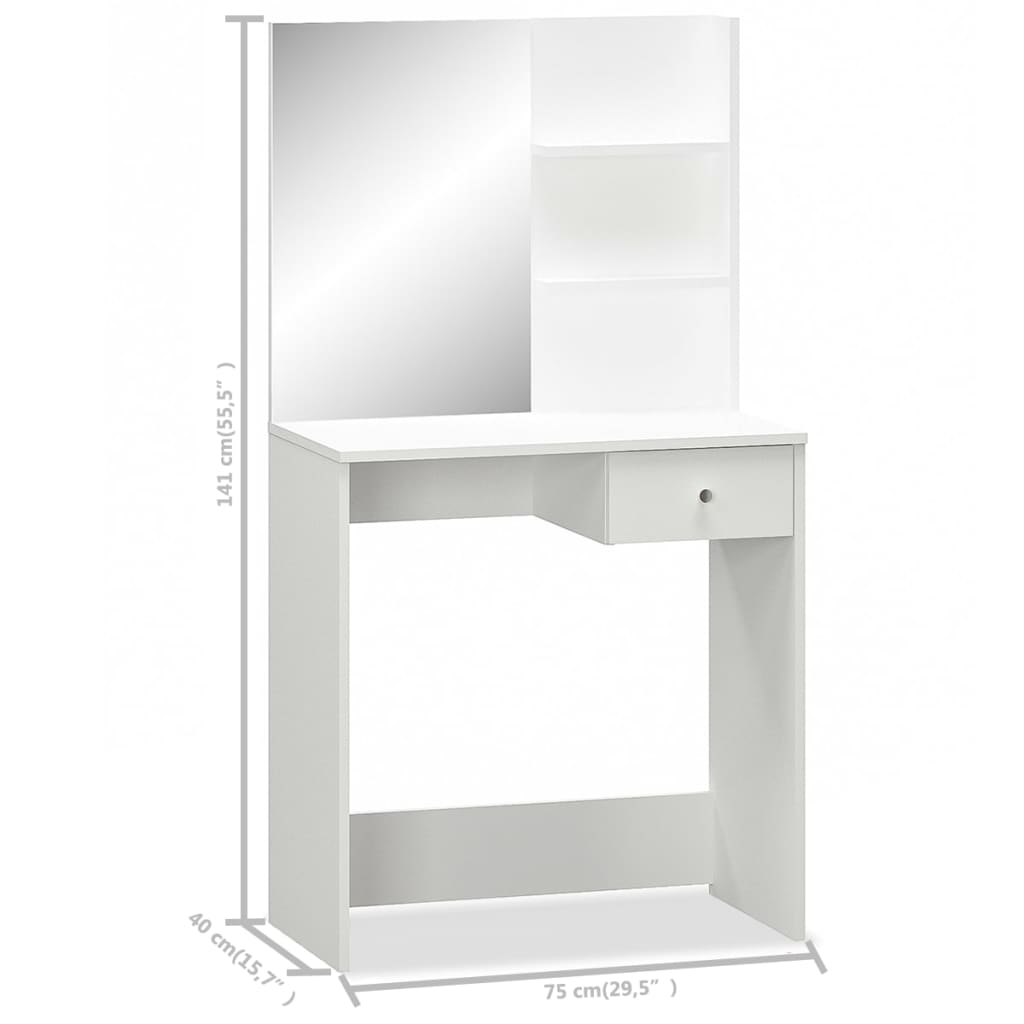 White Engineered Wood Dressing Table 29.5x15.7x55.5