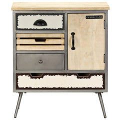 Mango Wood and Steel Sideboard 25.6x13x29.9