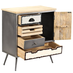 Mango Wood and Steel Sideboard 25.6x13x29.9