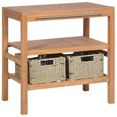 Bathroom Vanity Cabinet with 2 Baskets Solid Teak 29.1x17.7x29.5