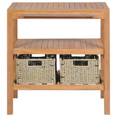 Bathroom Vanity Cabinet with 2 Baskets Solid Teak 29.1x17.7x29.5