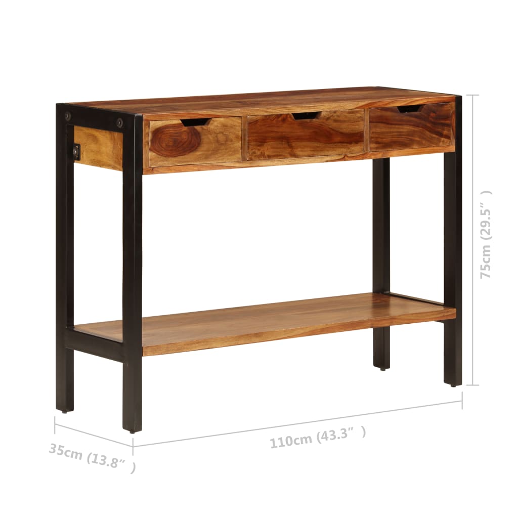 Sideboard with 3 Drawers 43.3x13.8x29.5 Solid Sheesham Wood
