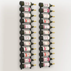 Black Iron Wall Mounted Wine Racks for 12 Bottles 2 pcs
