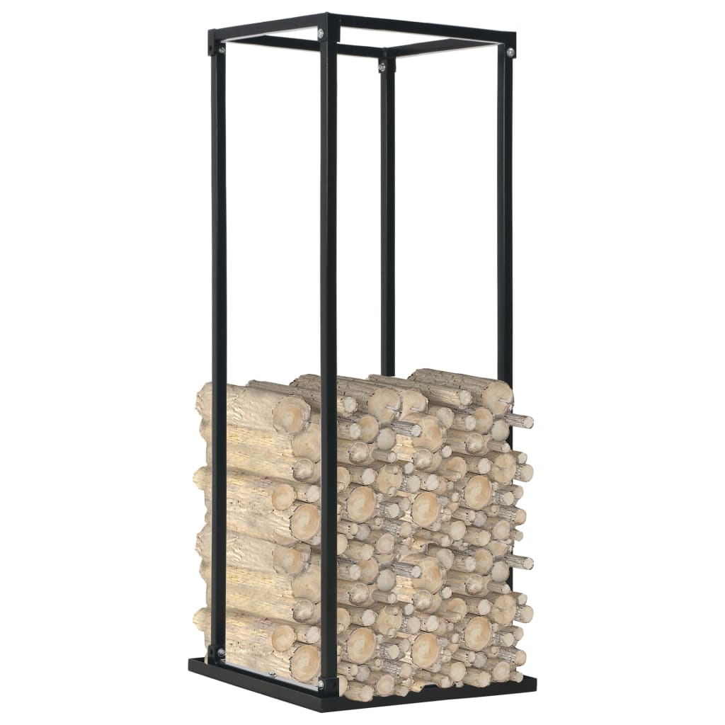 Firewood Rack with Base Black 14.6x14.6x44.5 Steel