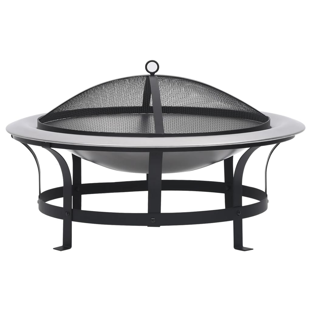 Outdoor Fire Pit with Grill Stainless Steel 29.9