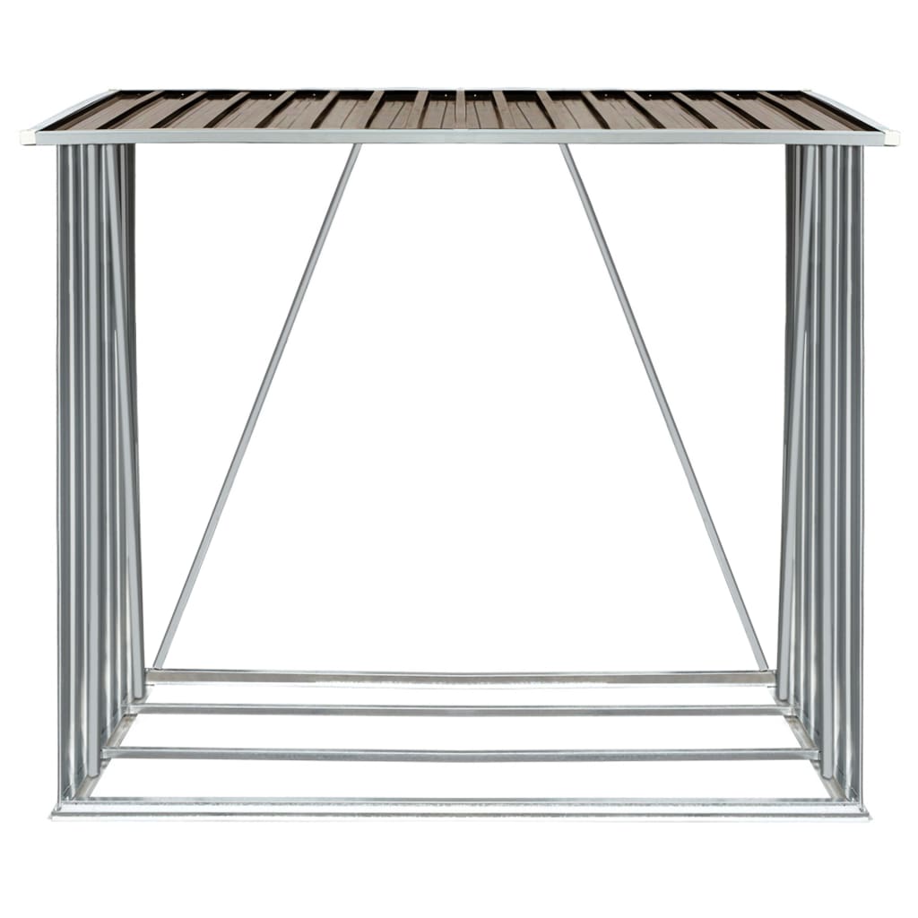 Garden Log Storage Shed Galvanized Steel 64.2x32.7x60.6 Brown