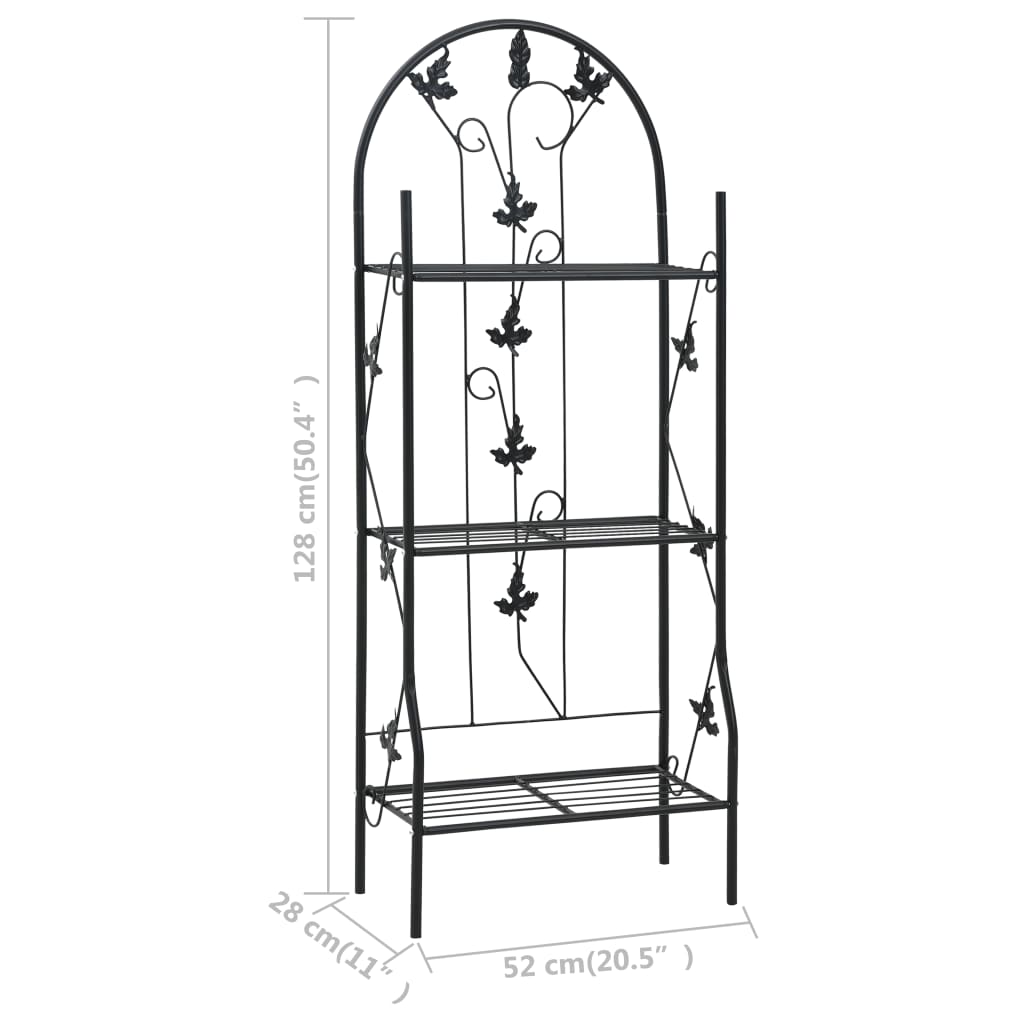 3-Layer Plant Rack Black 20.5 x 11 x 50.4 Inches Made of Durable Iron