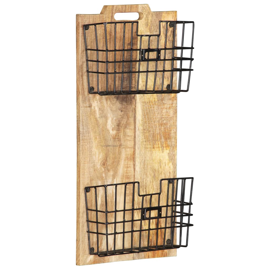 Wall-mounted Magazine Rack 13x3.9x26.4 Solid Rough Mango Wood