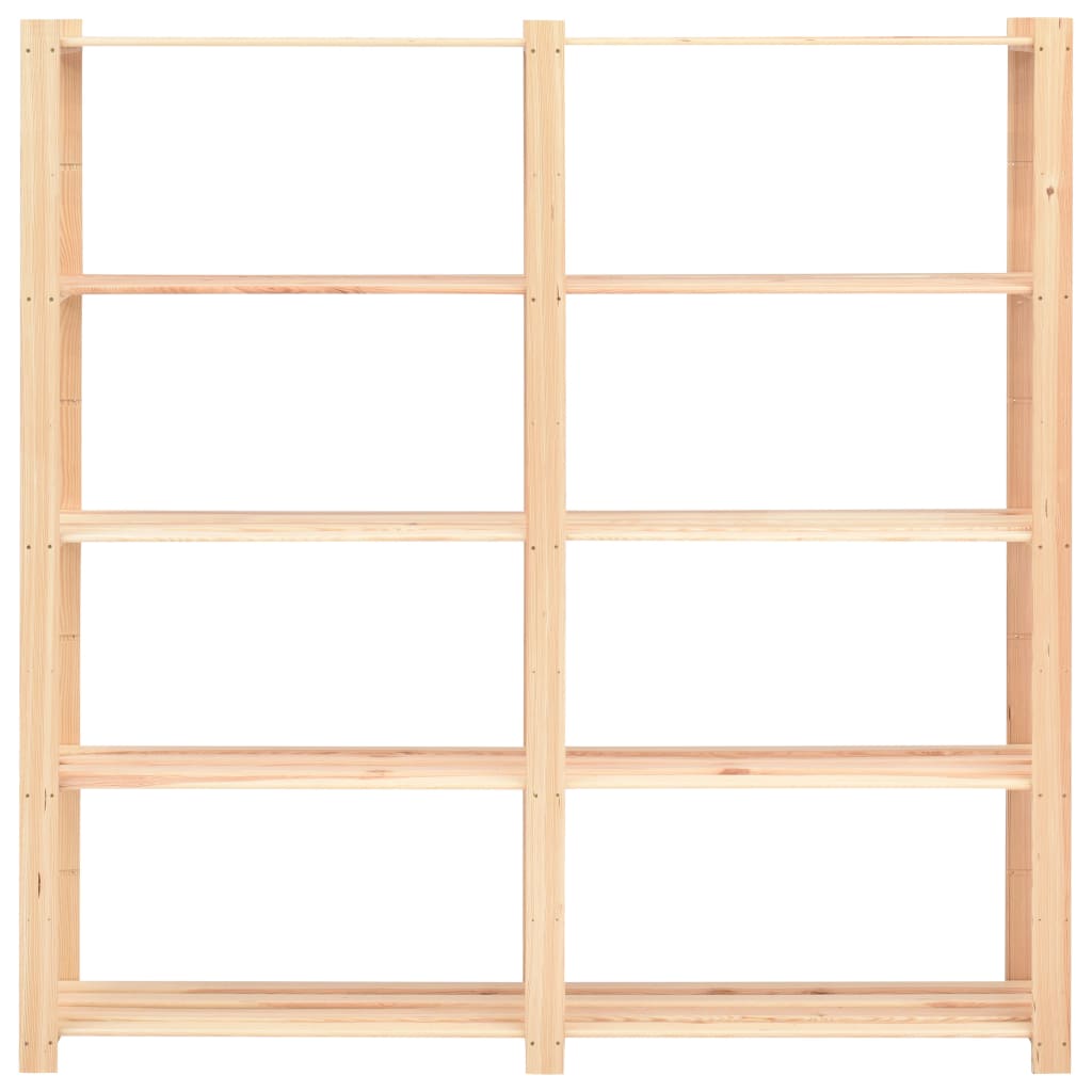 Durable 5-Tier Storage Racks Set of 2 66.9x15x66.9 Made of Solid Pinewood