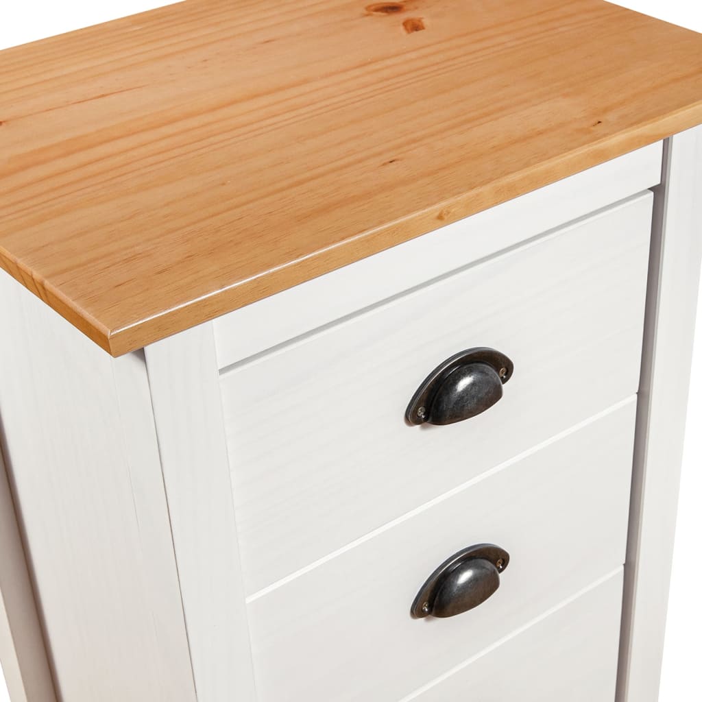 Solid Pine Wood Sideboard Hill White 18.1x13.8x31.5