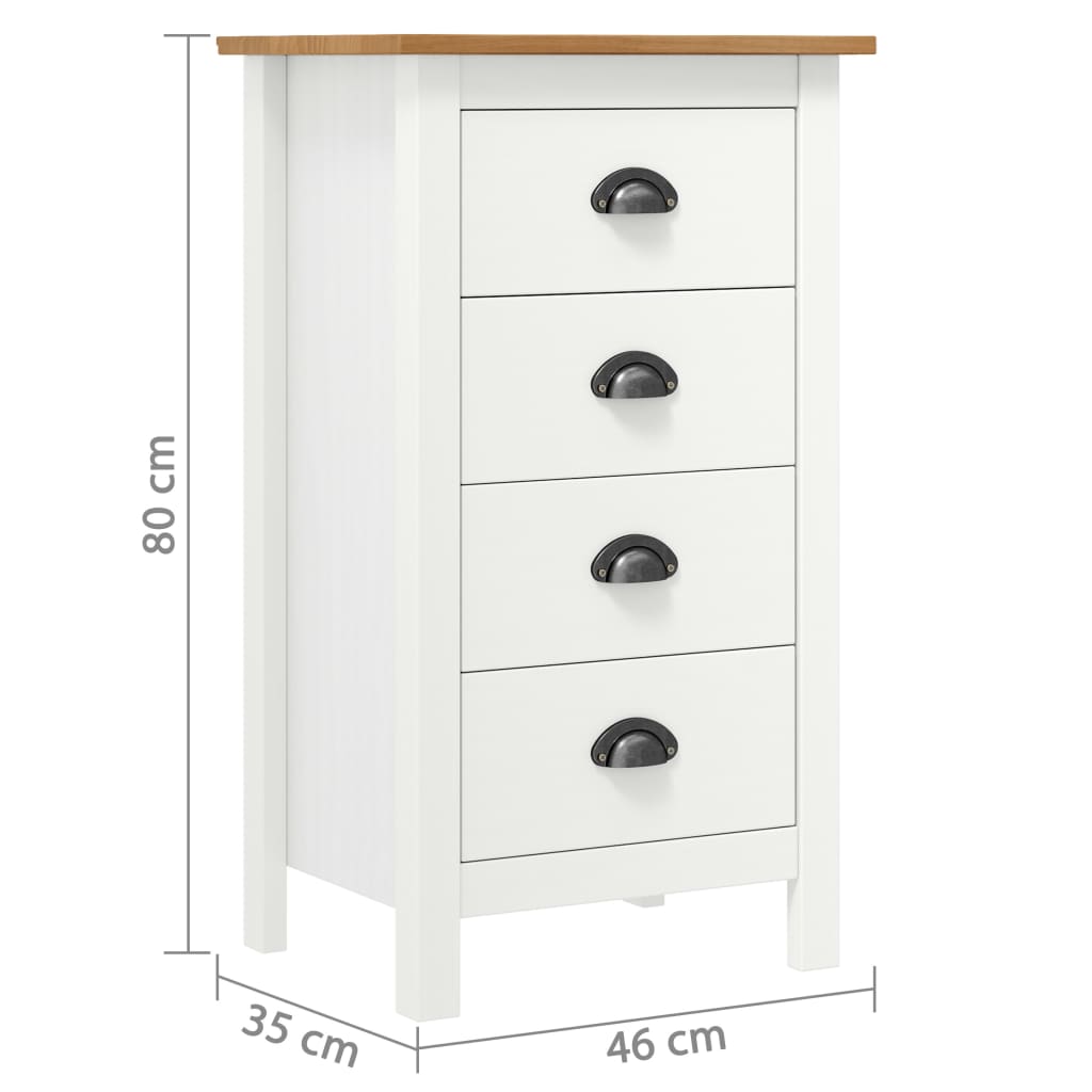 Solid Pine Wood Sideboard Hill White 18.1x13.8x31.5