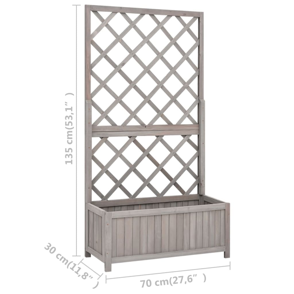 Gray Garden Trellis Planter 27.6 x 11.8 x 53.1 Inches