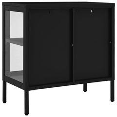Sideboard Black 27.6x13.8x27.6 Steel and Glass