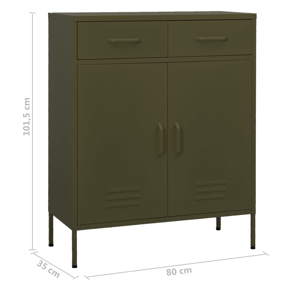 Olive Green Steel Storage Cabinet 31.5x13.8x40