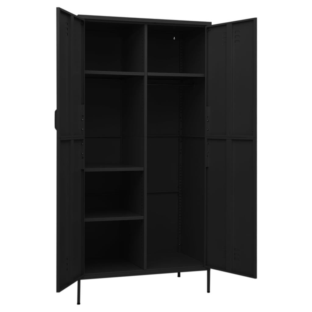 Black Steel Wardrobe 35.4x19.7x70.9