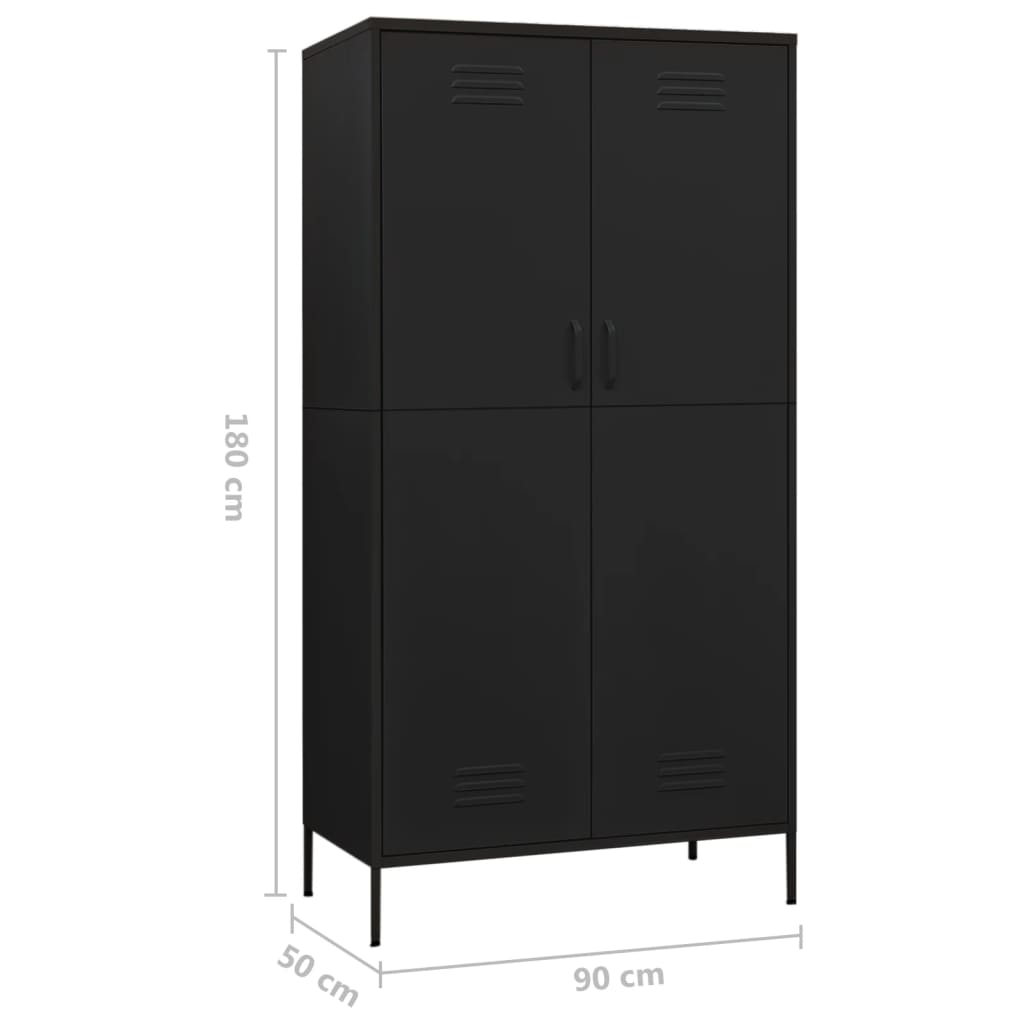 Black Steel Wardrobe 35.4x19.7x70.9