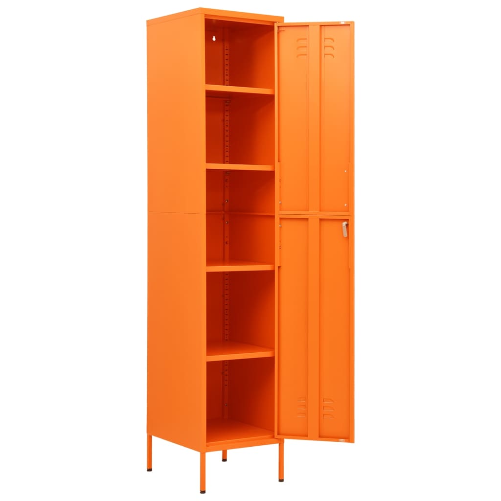 Locker Cabinet Orange 13.8x18.1x70.9 Steel