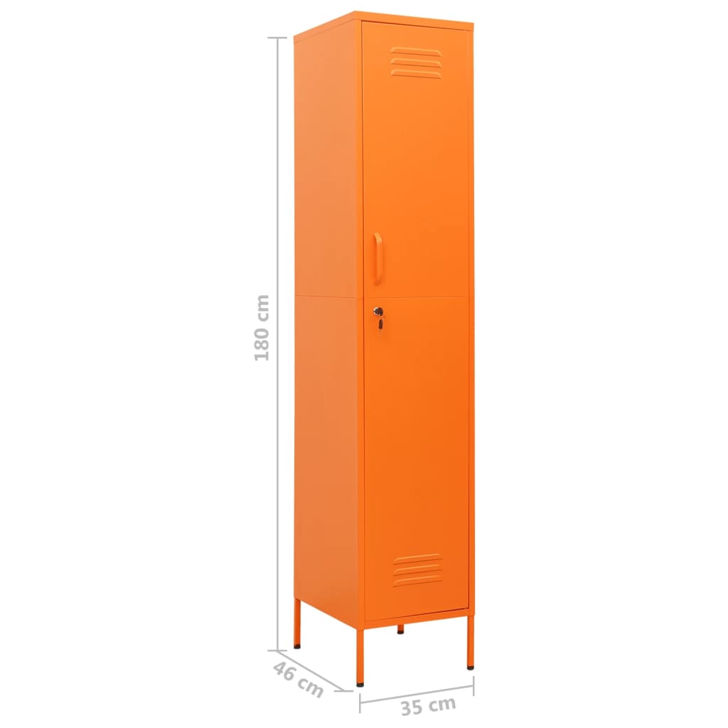 Locker Cabinet Orange 13.8x18.1x70.9 Steel