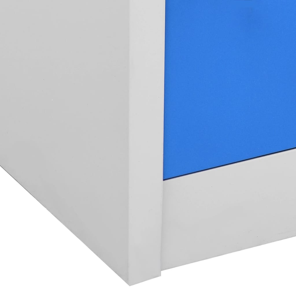 Light Gray and Blue Steel Locker Cabinet 35.4x17.7x36.4