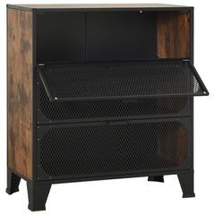 Rustic Brown Storage Cabinet 28.3x14.2x32.3 Metal and MDF