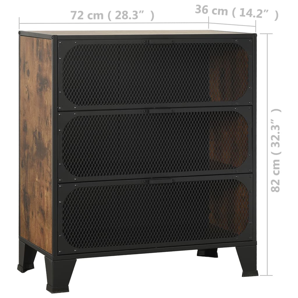 Rustic Brown Storage Cabinet 28.3x14.2x32.3 Metal and MDF