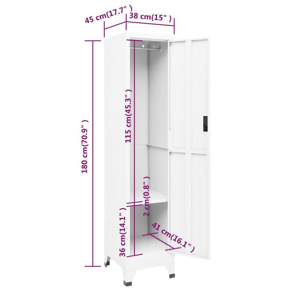 White Steel Locker Cabinet 15x17.7x70.9