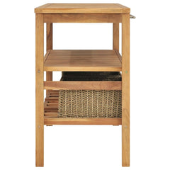 Bathroom Vanity Cabinet with 3 Baskets 52x17.7x29.5 Solid Wood Teak
