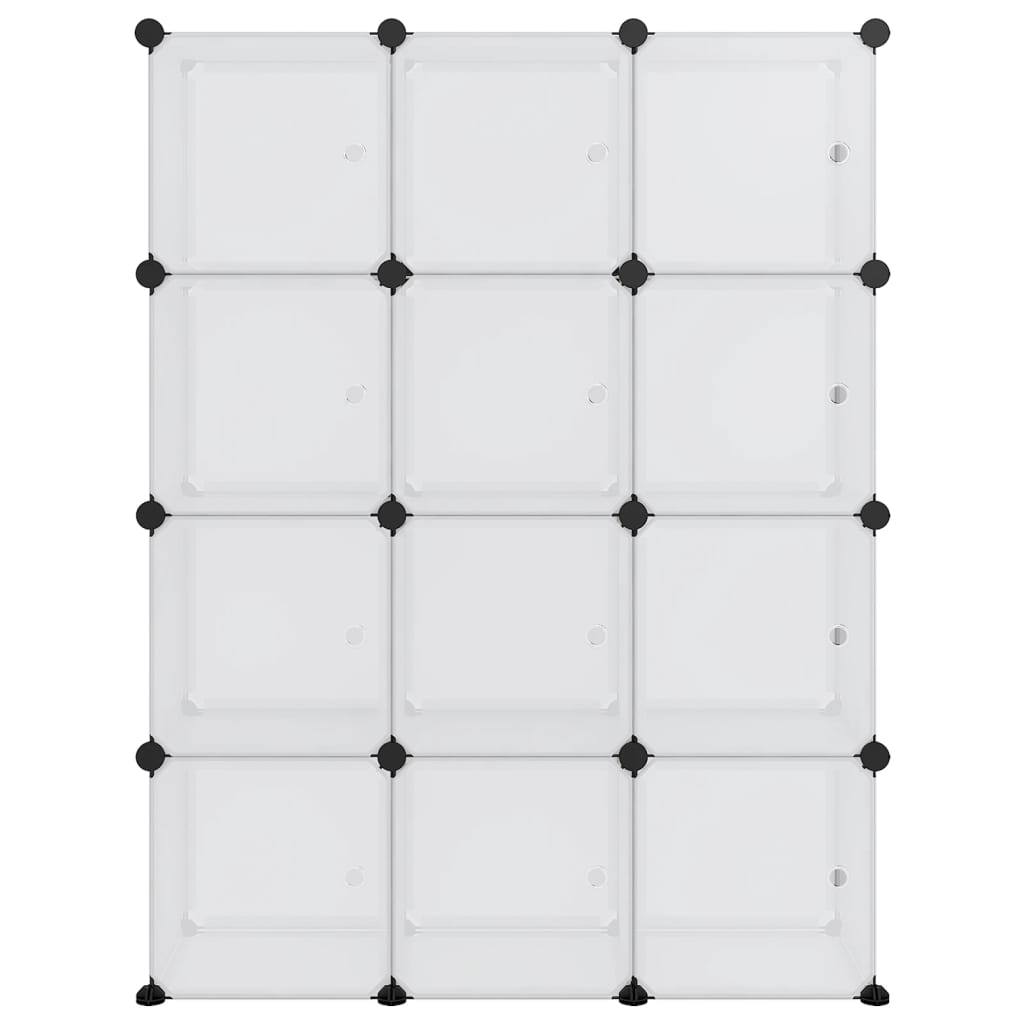 Storage Cube Organizer with 12 Cubes and Doors Transparent PP