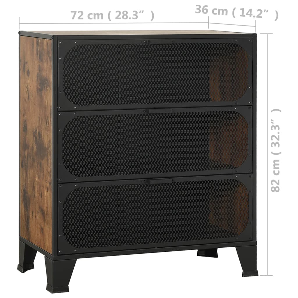 Storage Cabinets 2 pcs Rustic Brown 28.3x14.2x32.3 Metal and MDF