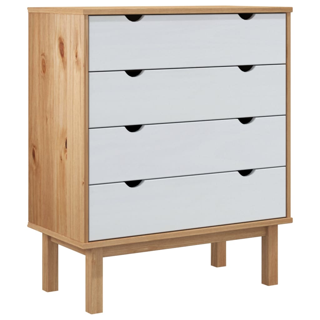 Solid Pine Drawer Cabinet OTTA Brown & White 30.1x15.6x35.4