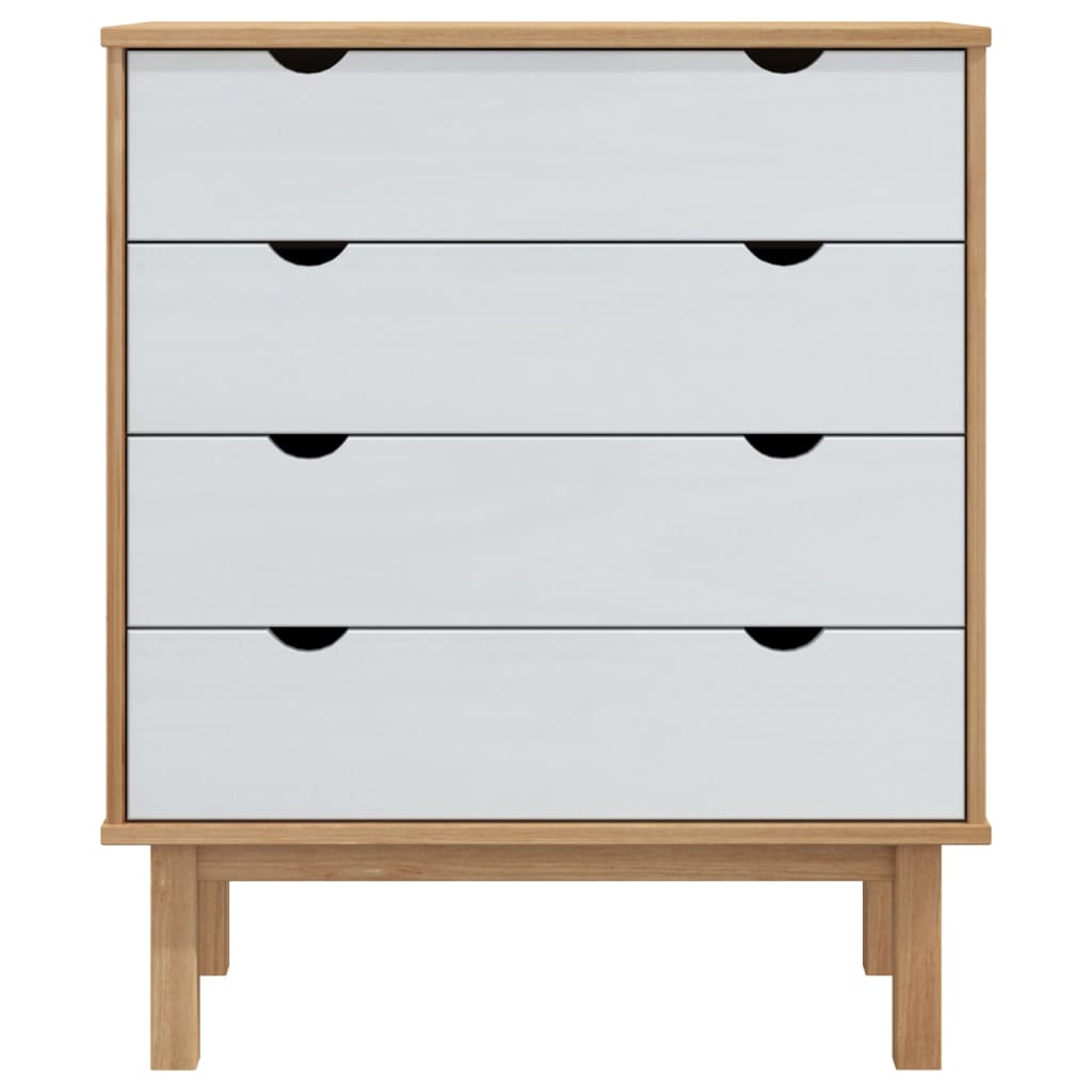 Solid Pine Drawer Cabinet OTTA Brown & White 30.1x15.6x35.4
