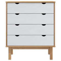 Solid Pine Drawer Cabinet OTTA Brown & White 30.1x15.6x35.4