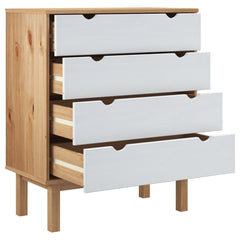 Solid Pine Drawer Cabinet OTTA Brown & White 30.1x15.6x35.4