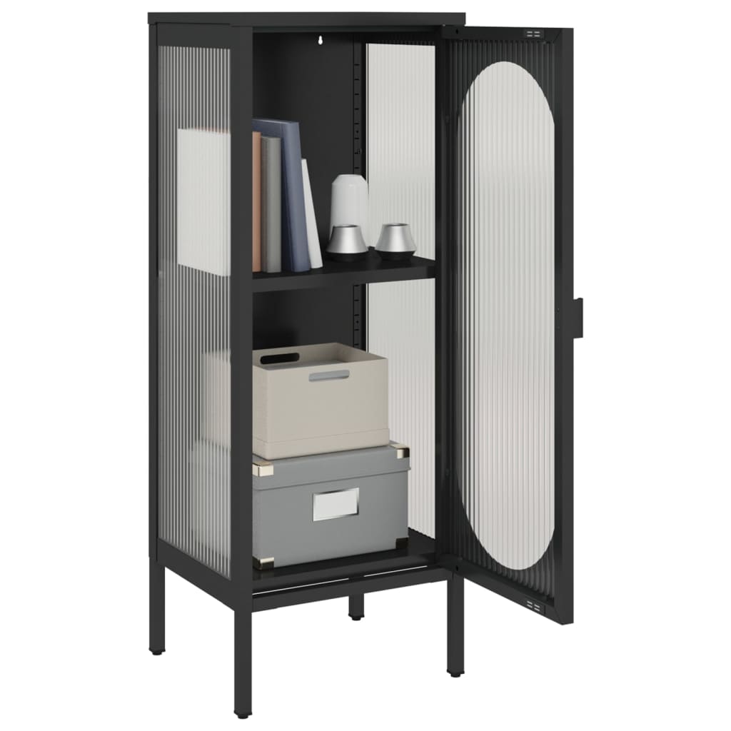 Sideboard Black 15.7x13.8x41.3 Glass and Steel