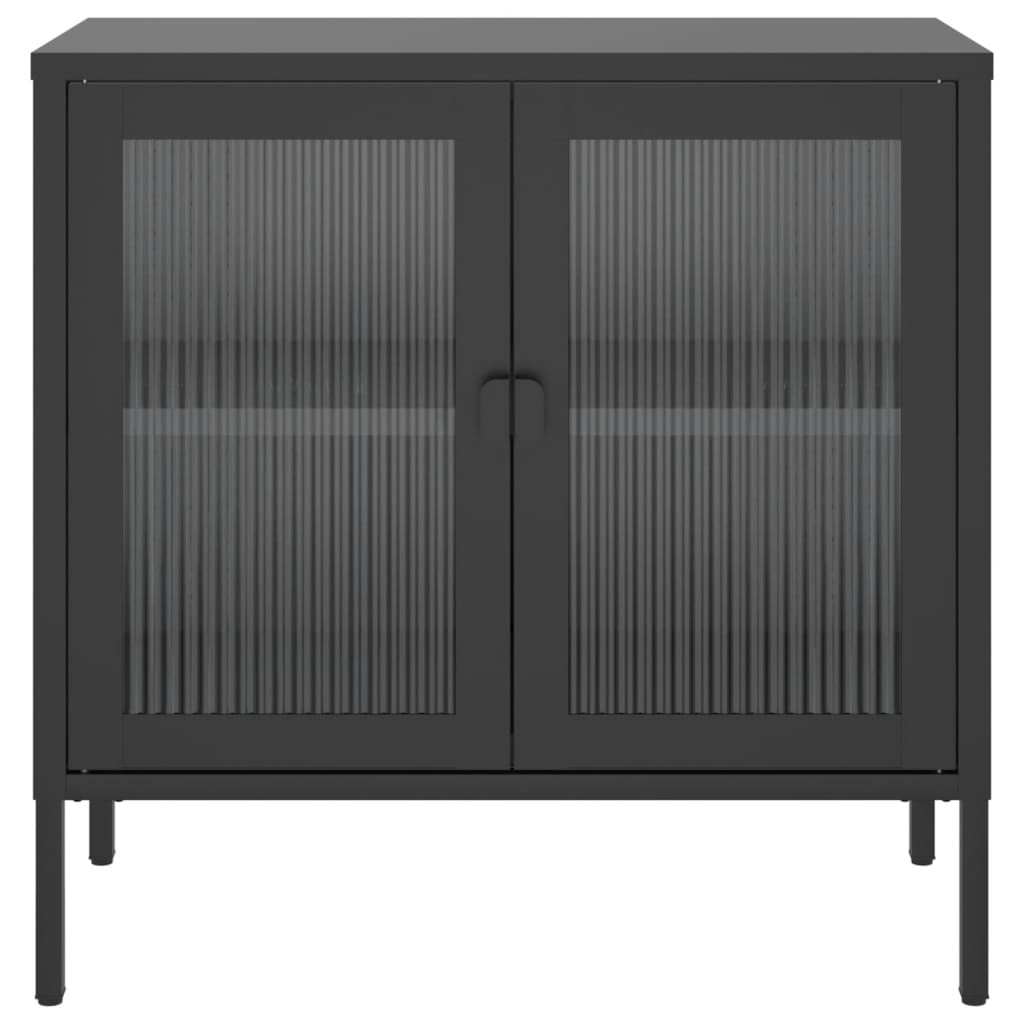 Sideboard Black 27.6x13.8x27.6 Glass and Steel
