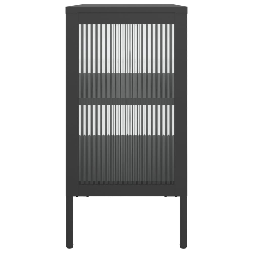 Sideboard Black 27.6x13.8x27.6 Glass and Steel