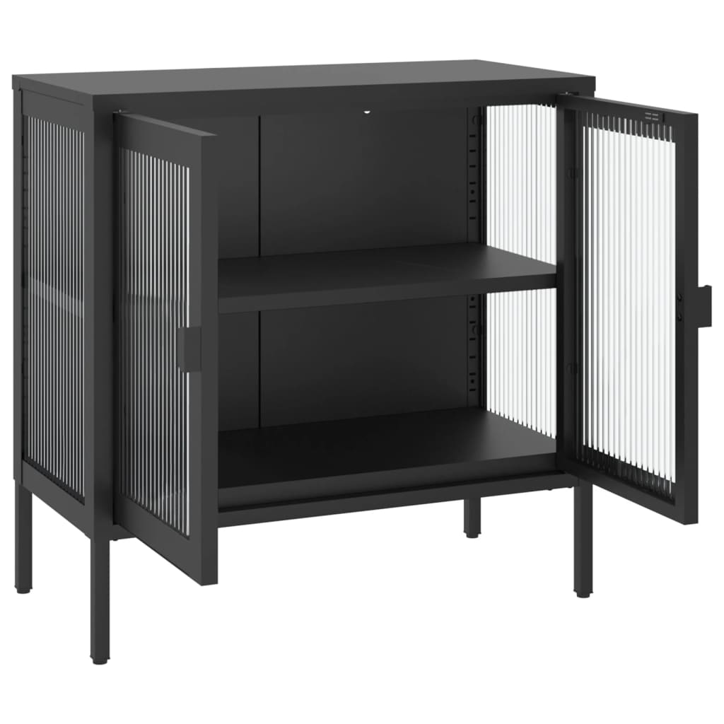 Sideboard Black 27.6x13.8x27.6 Glass and Steel