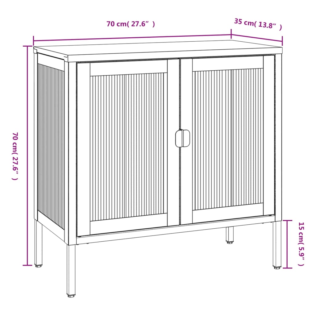 Sideboard Black 27.6x13.8x27.6 Glass and Steel