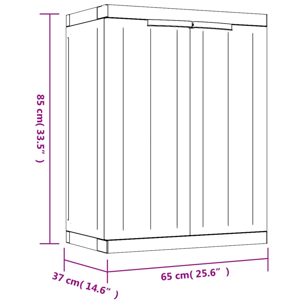 Outdoor Storage Cabinet Gray and Black 25.6x14.6x33.5 PP
