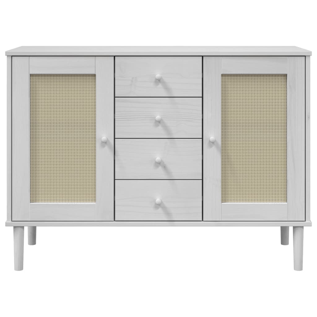 Sideboard SENJA Rattan Look White 44.1x15.7x31.5 Solid Wood Pine