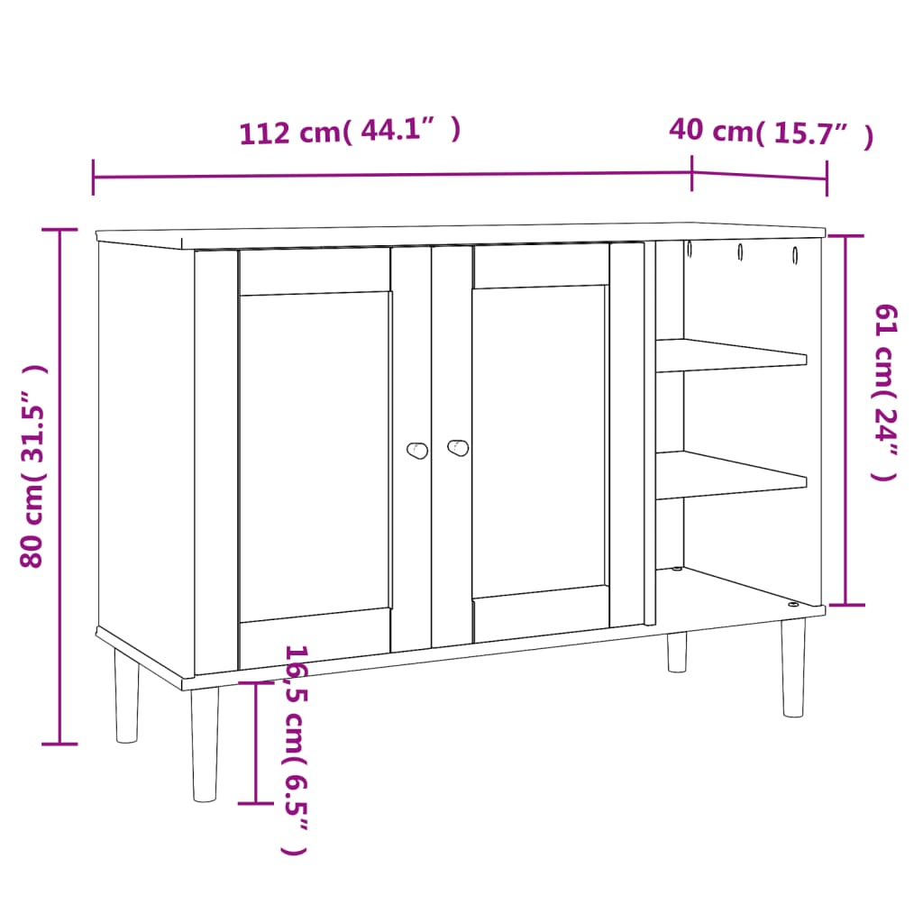 SENJA Rattan Look Brown Sideboard 44.1x15.7x31.5 Solid Pinewood