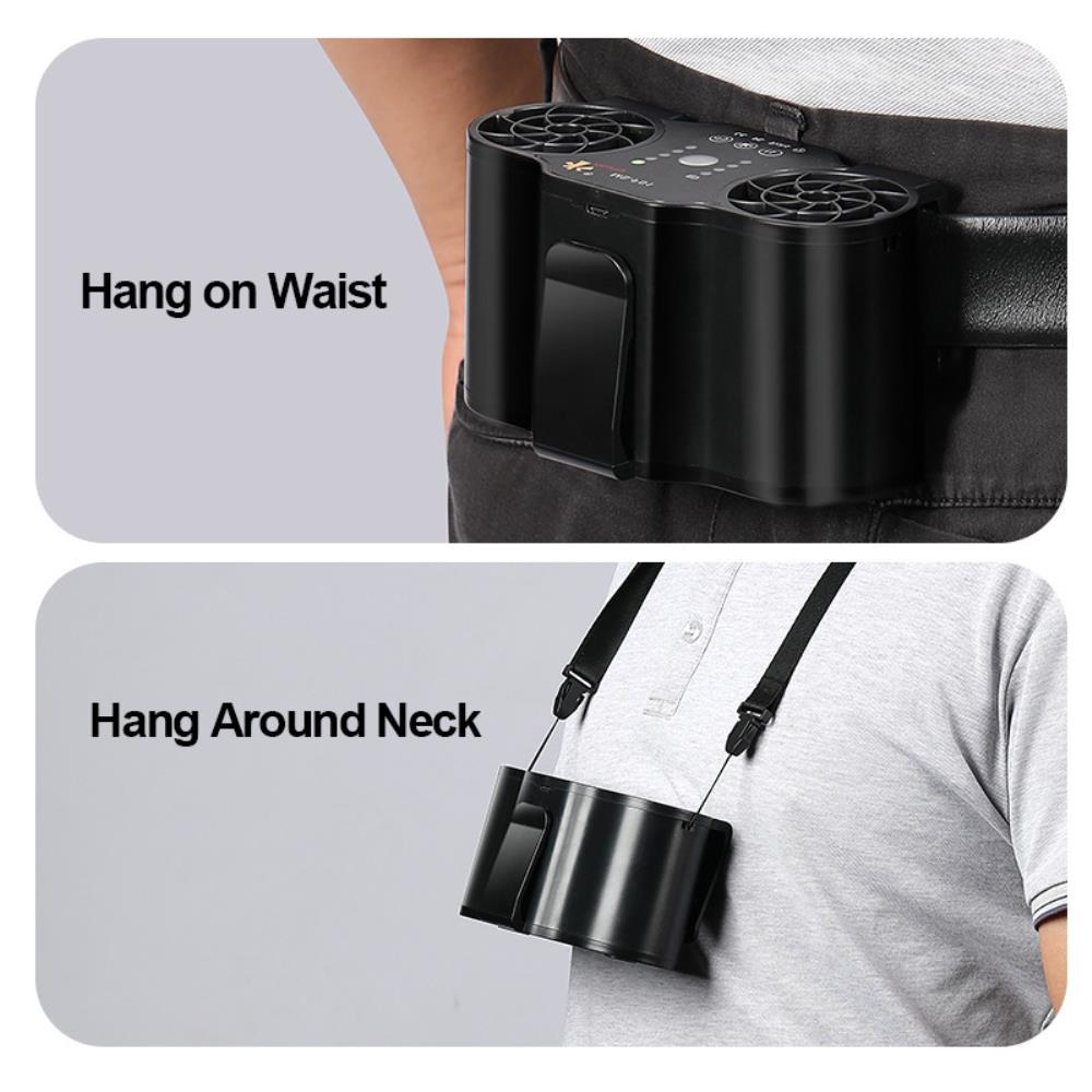 Outdoor Works Hanging Waist Fan USB Charging Air Cooling Ventilation Fan with LED Light for Hiking Traveling