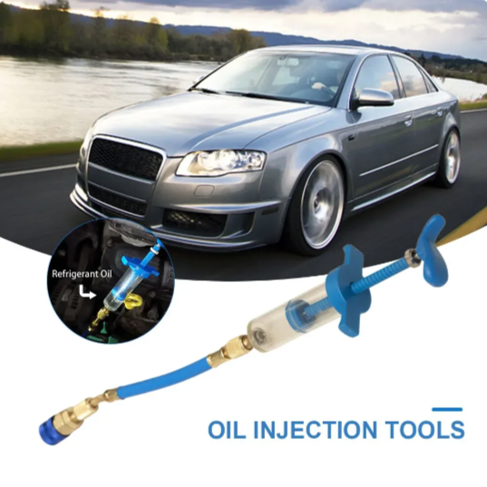 Car A/C Oil/Dye Injector 1Oz With R134a Low Side Quick Coupler Adapter 1/4 Air Conditioning Repair Tools Manual Oiler Injection