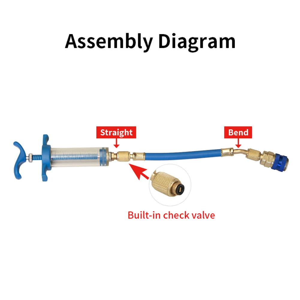 Car A/C Oil/Dye Injector 1Oz With R134a Low Side Quick Coupler Adapter 1/4 Air Conditioning Repair Tools Manual Oiler Injection