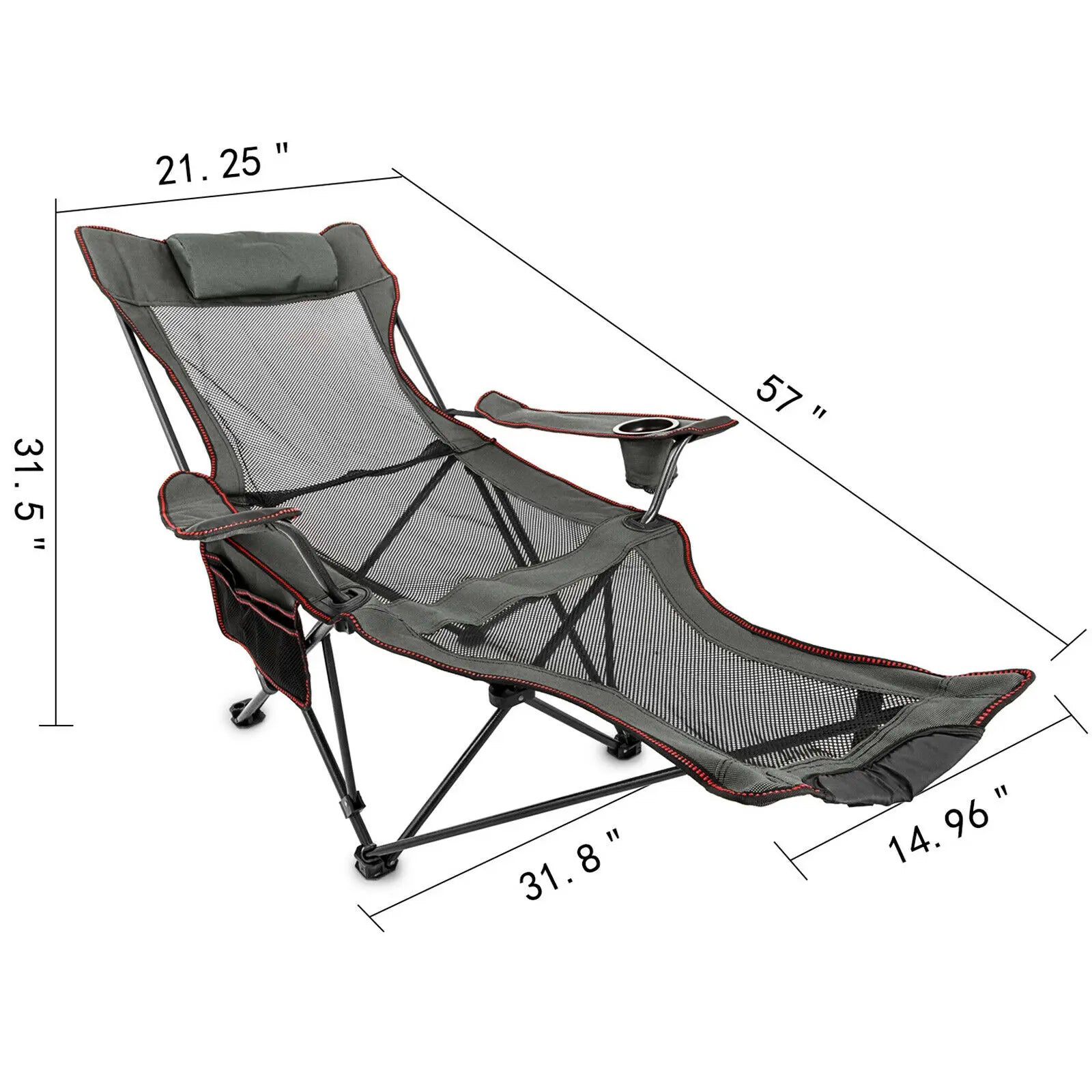 Portable Folding Camp Chair Backrest With Footrest Bed Nap Chair