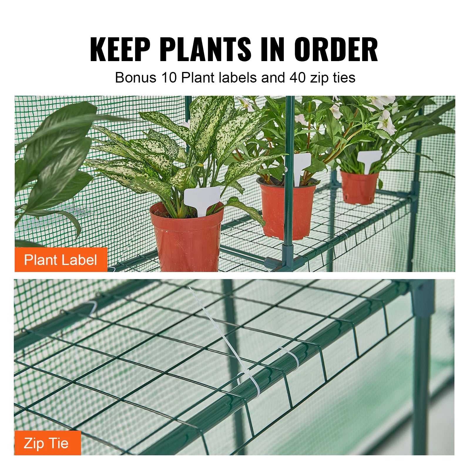 Walk-in Greenhouse with Shelves High Strength PE Cover with Doors & Windows and Steel Frame for Planting
