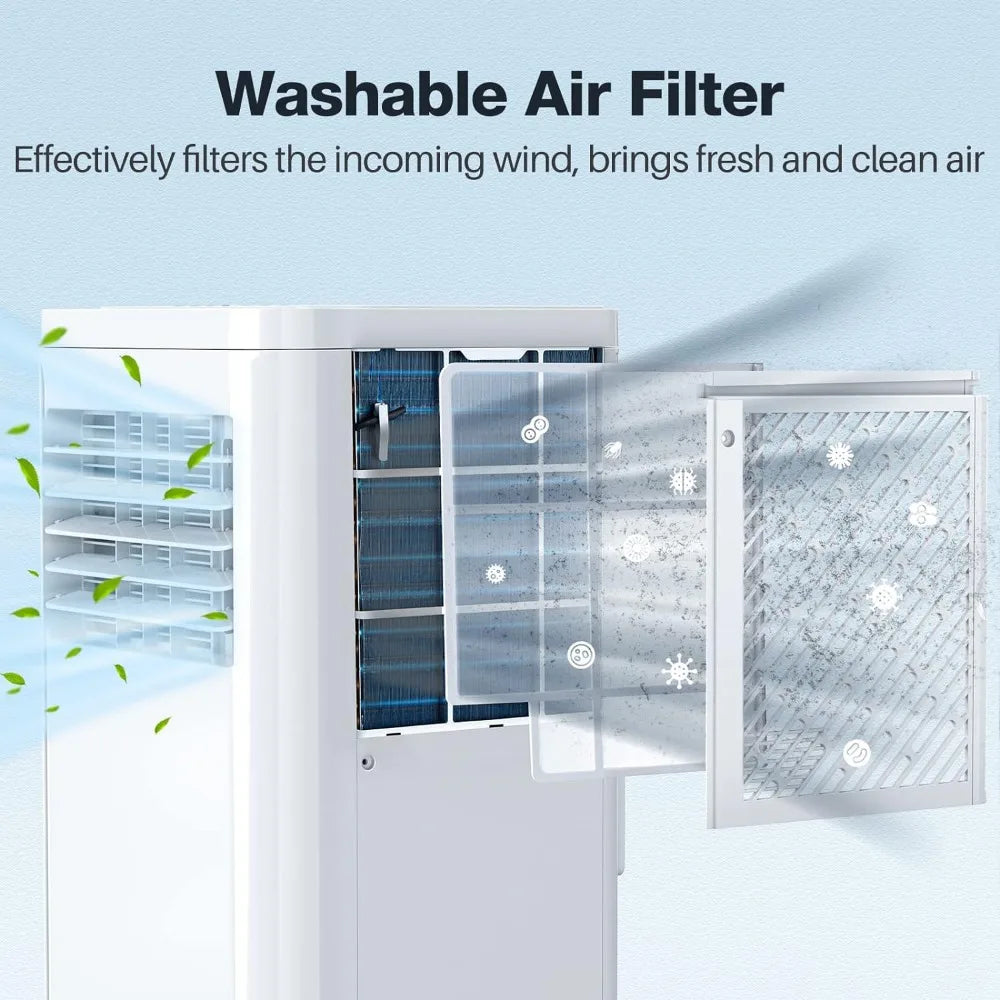 Portable Air Conditioner 10,000 BTU Portable AC Unit with Dehumidifier Fan 24H On/Off Timer Remote Control