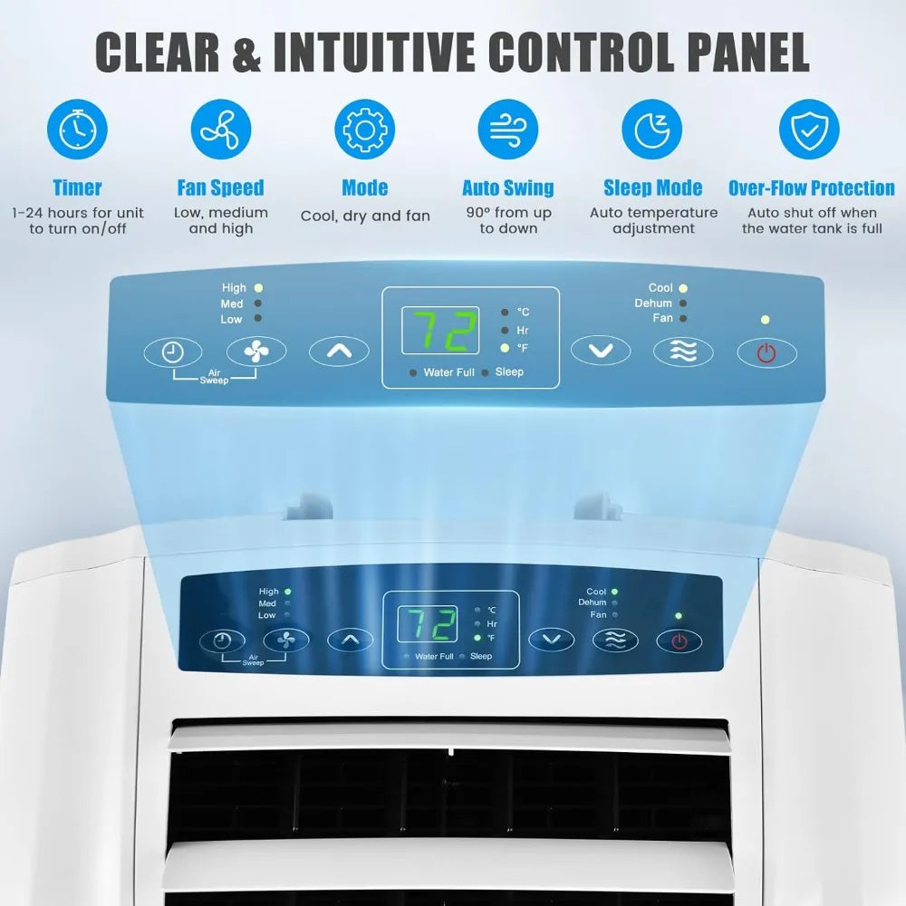 Portable Air Conditioner 11,500 BTU with Dual Hose Remote Control with Dehumidifier Fan Sleep Mode