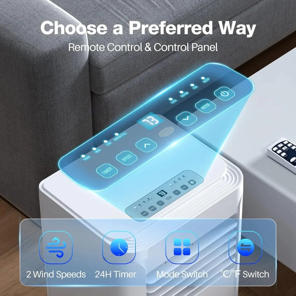 Portable Air Conditioner 10,000 BTU Portable AC Unit with Dehumidifier Fan 24H On/Off Timer Remote Control