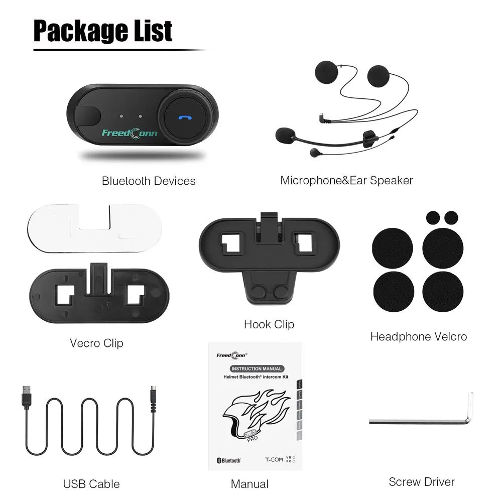 T Com VB Motorcycle Helmet Headset Bluetooth Stereo Intercom Call Wireless Communication Interphone